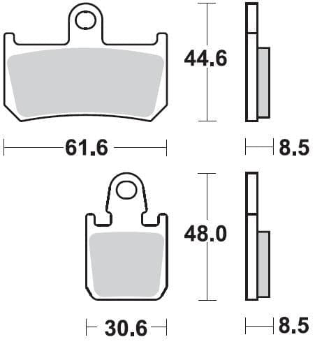 P1R928-Sunstar Sprockets and Chains-P1R928 Track Only P1R Super Sintered Pad Front