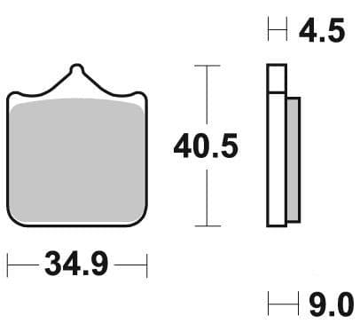 P1R947-Sunstar Sprockets and Chains-P1R947 Track Only P1R Super Sintered Pad Front